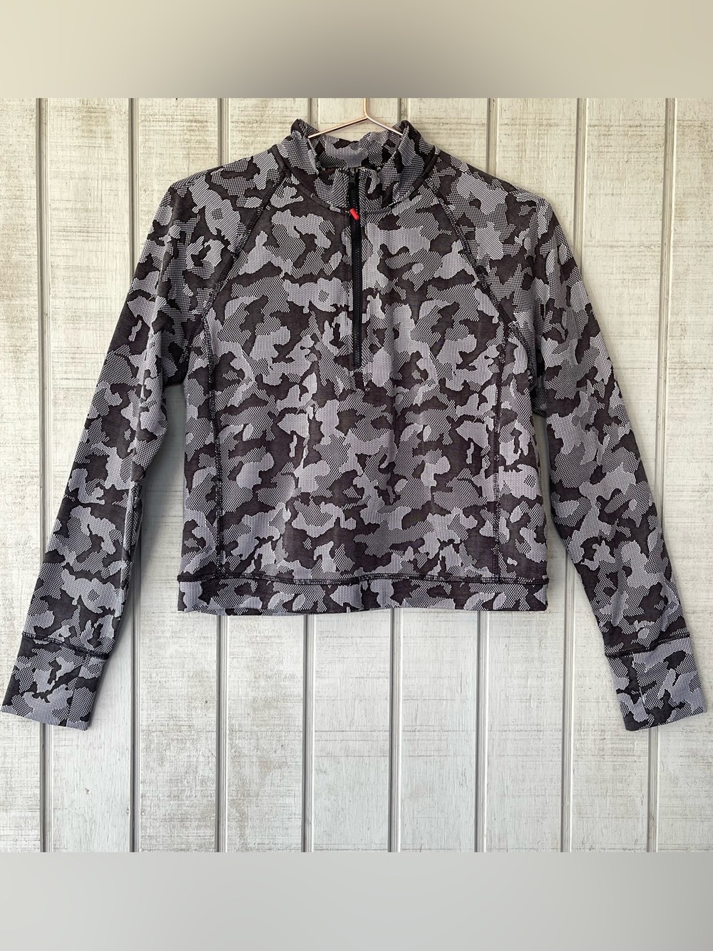 Spyder Gray Black Camo 1/4 Zip Long Sleeve Active Top Medium